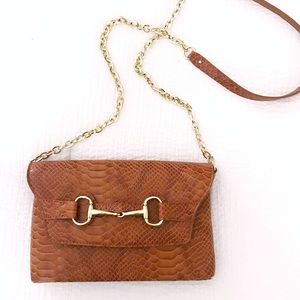 Banana Republic cognac and gold crossbody purse